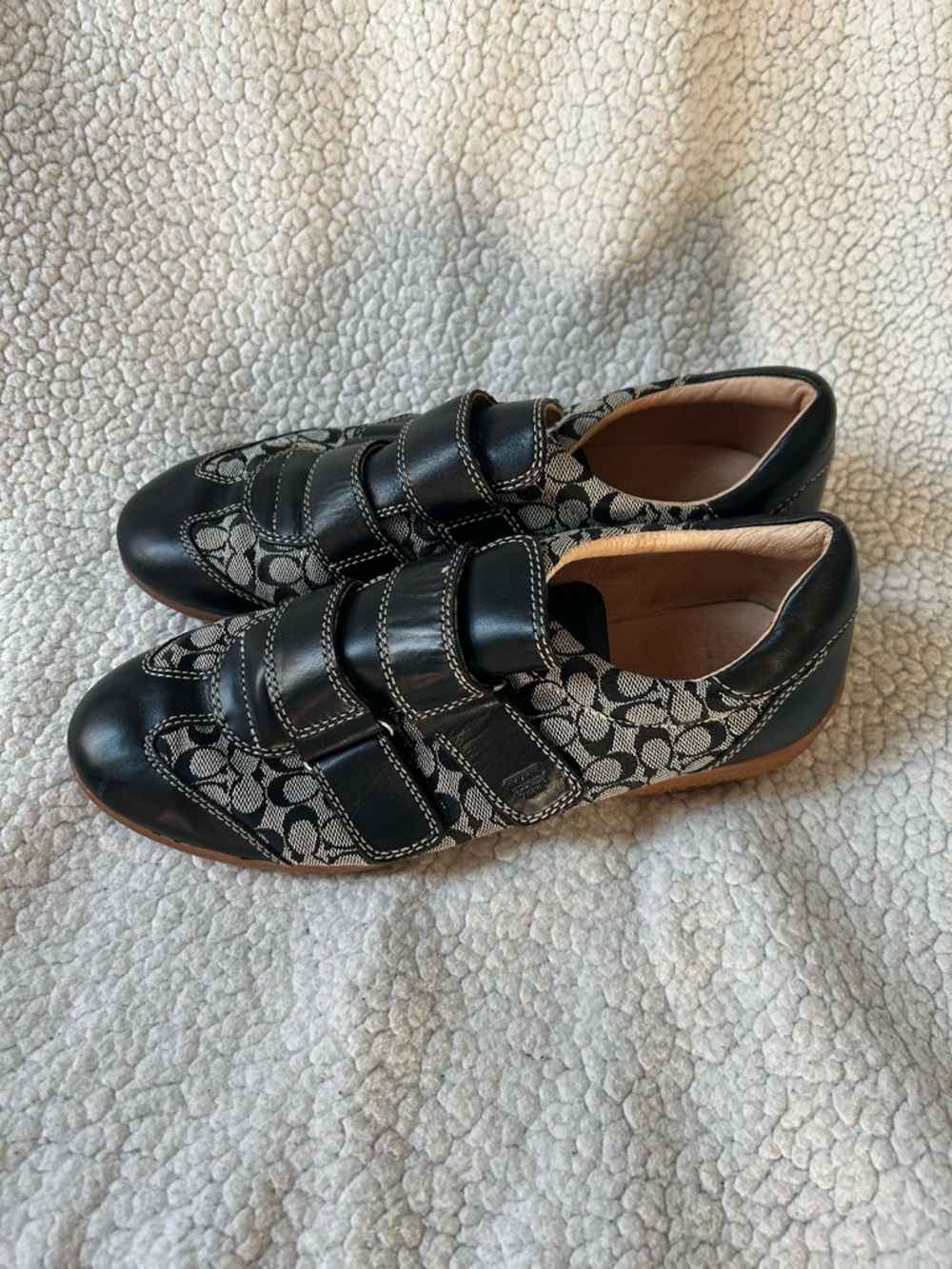 Coach Black and Cream C-Print Velcro Sneakers - Picture 2 of 6